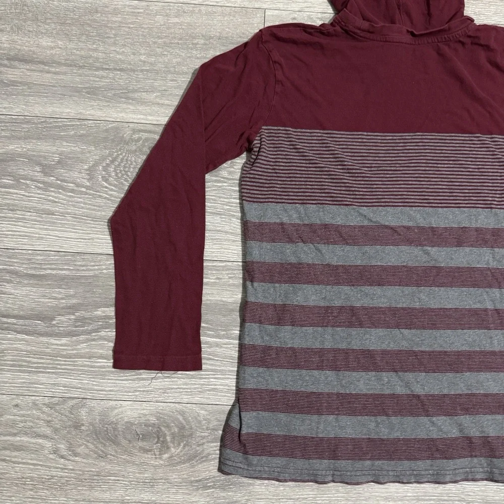 Place Big Boy Burgundy Stripped Long Sleeves‎ Hooded Pullover Shirt Size 16